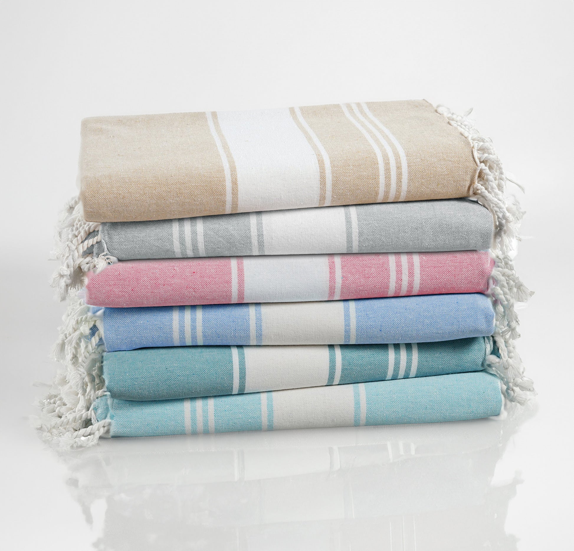 Set of 6 Chambray Turkish Beach Towels - Vintage Beach